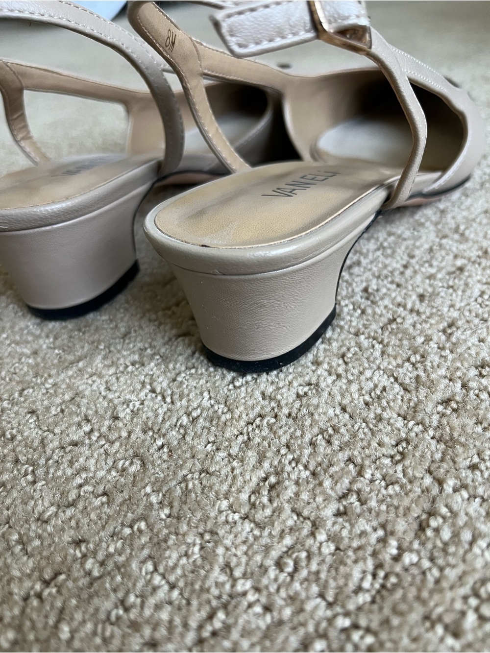 Vaneli Two-Tone Slingback Mules in taupe and Black - Picture 4 of 6